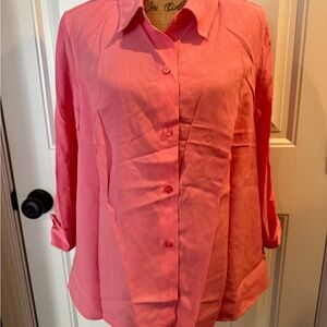 CJ Banks 1X Women’s Button Down Top. Color Pink and NWT